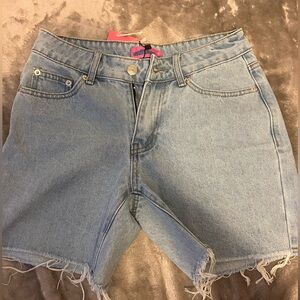 low rise denim shorts